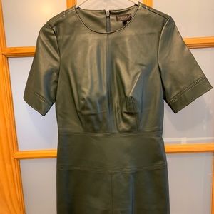 Topshop Green leather look dress
